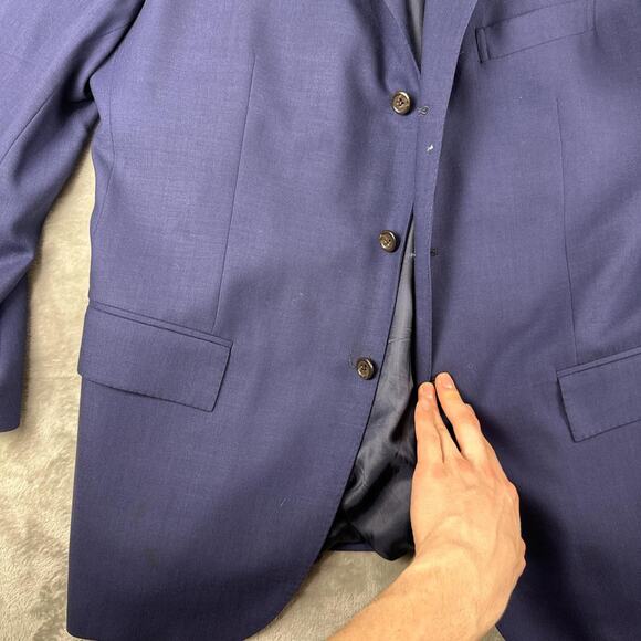 Vintage Polo Ralph Lauren Blazer Mens 44 Blue Flannel 100% Cashmere Jacket - Picture 6 of 8